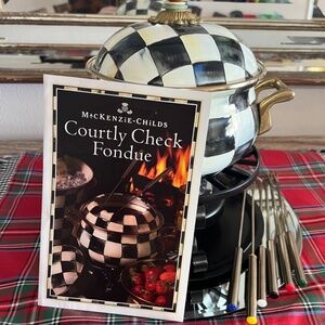 MCKENZIE CHILDS FONDUE POT. “ COURTLY. CHECK “ RARE ! RAREST EVER TO FIND 💥💥💥